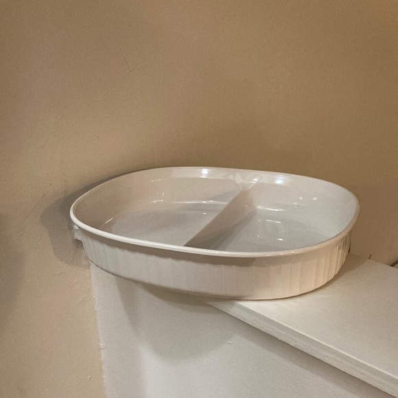 Rare Corningware vintage Divided dish F-6-B double dish with plastic lid F-2-PC - Picture 1 of 9